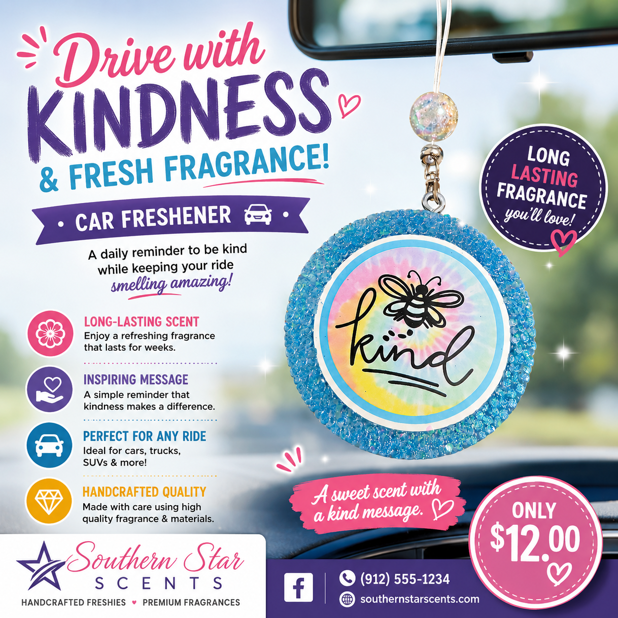 Kind Bee Car Freshie – A Sweet Scent with a Kind Message