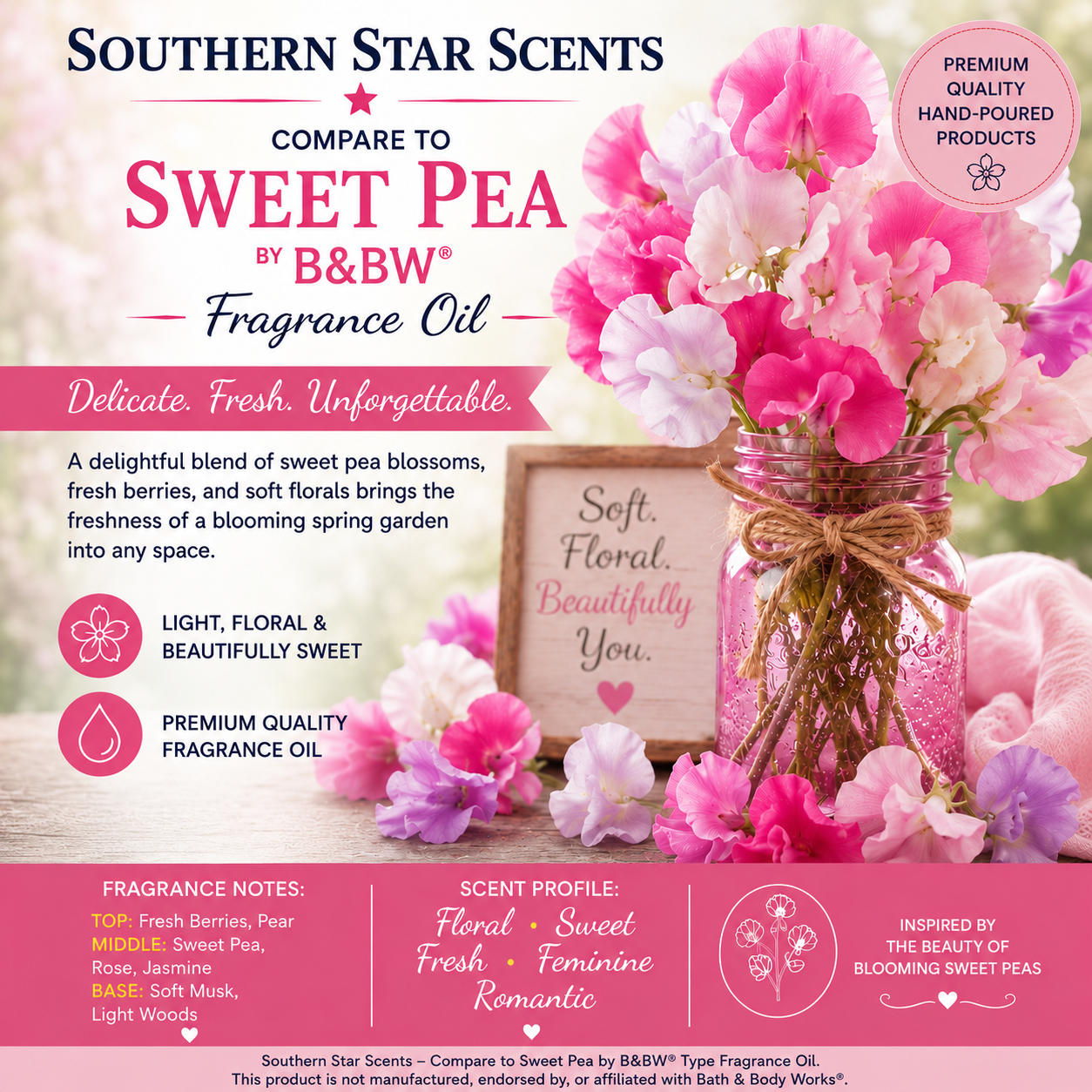 Southern Star Scents – Compare to Sweet Pea by B&BW® Type Fragrance Oil